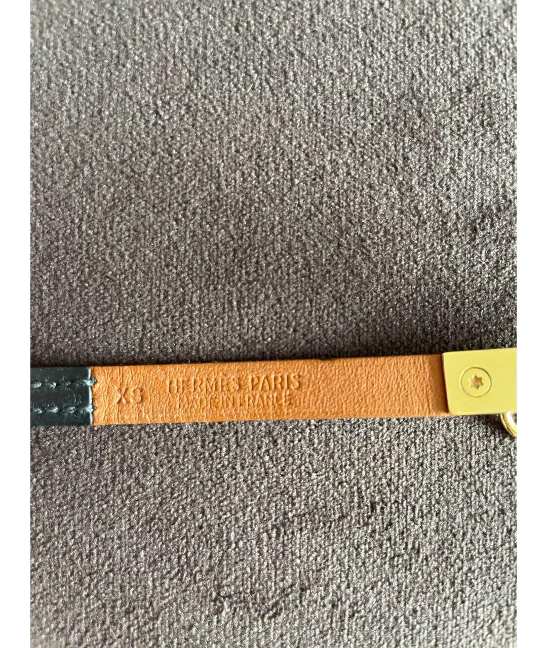 HERMES Черный кожаный браслет, фото 4