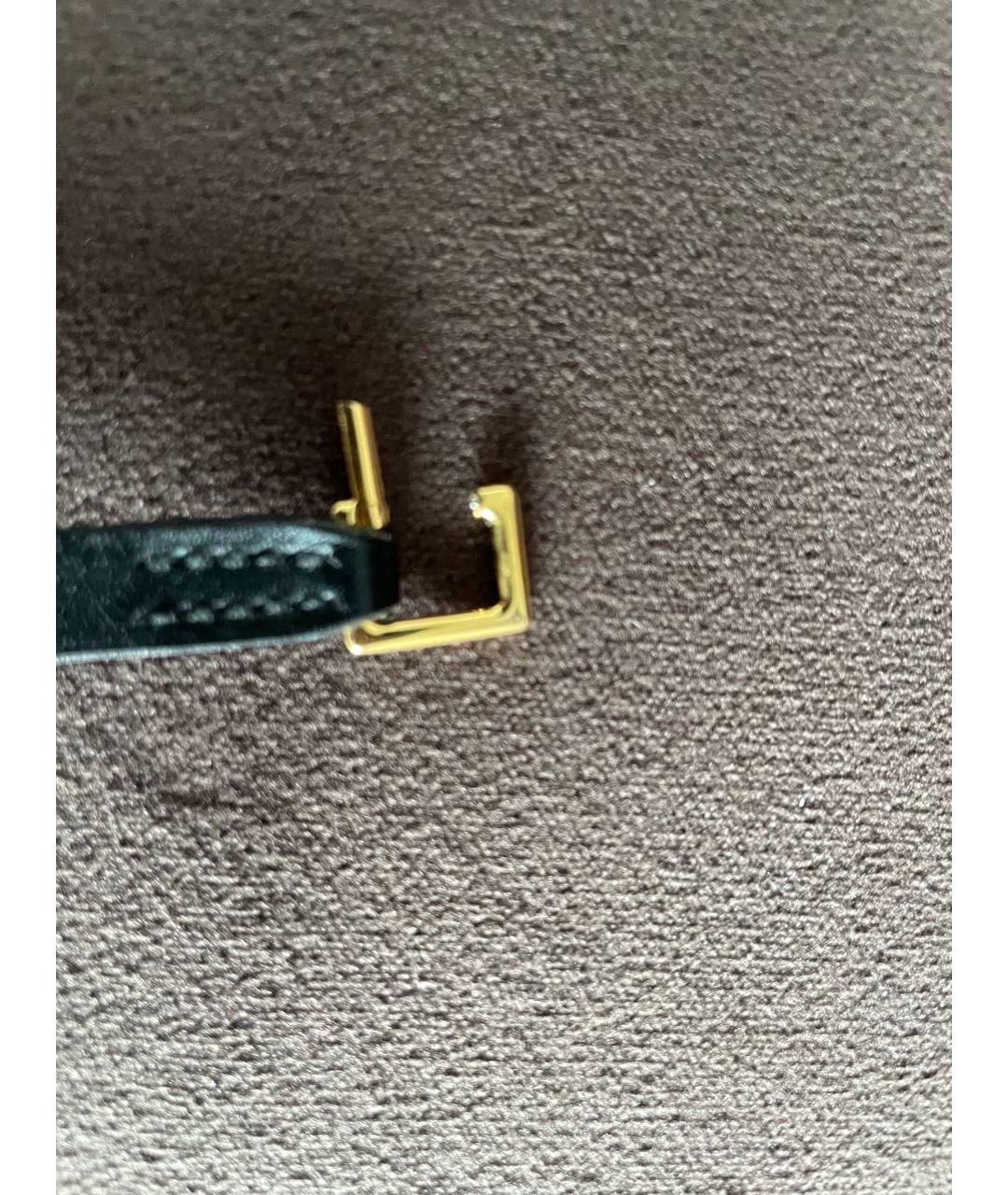 HERMES Черный кожаный браслет, фото 2