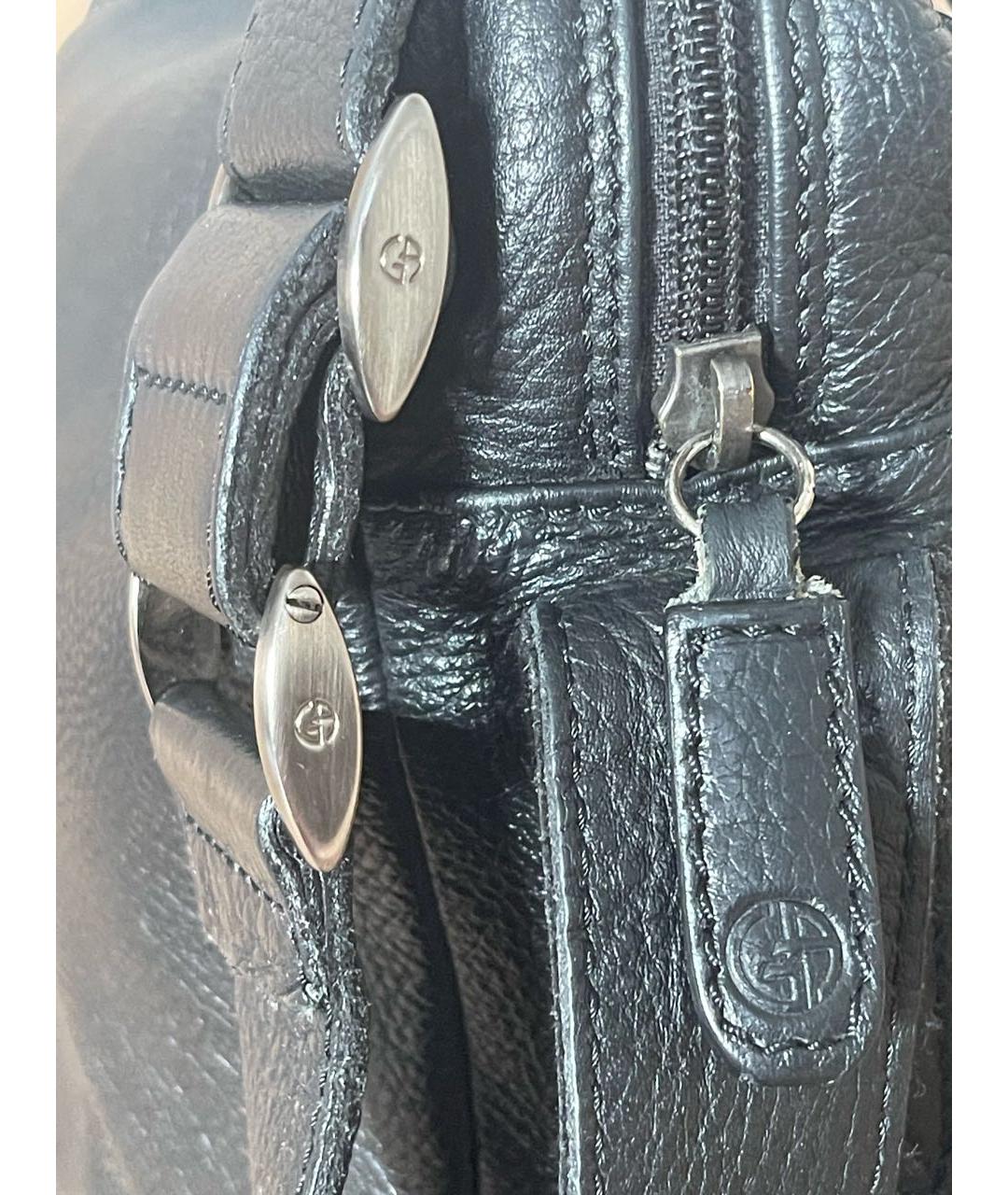GIORGIO ARMANI Черная кожаная сумка на плечо, фото 6