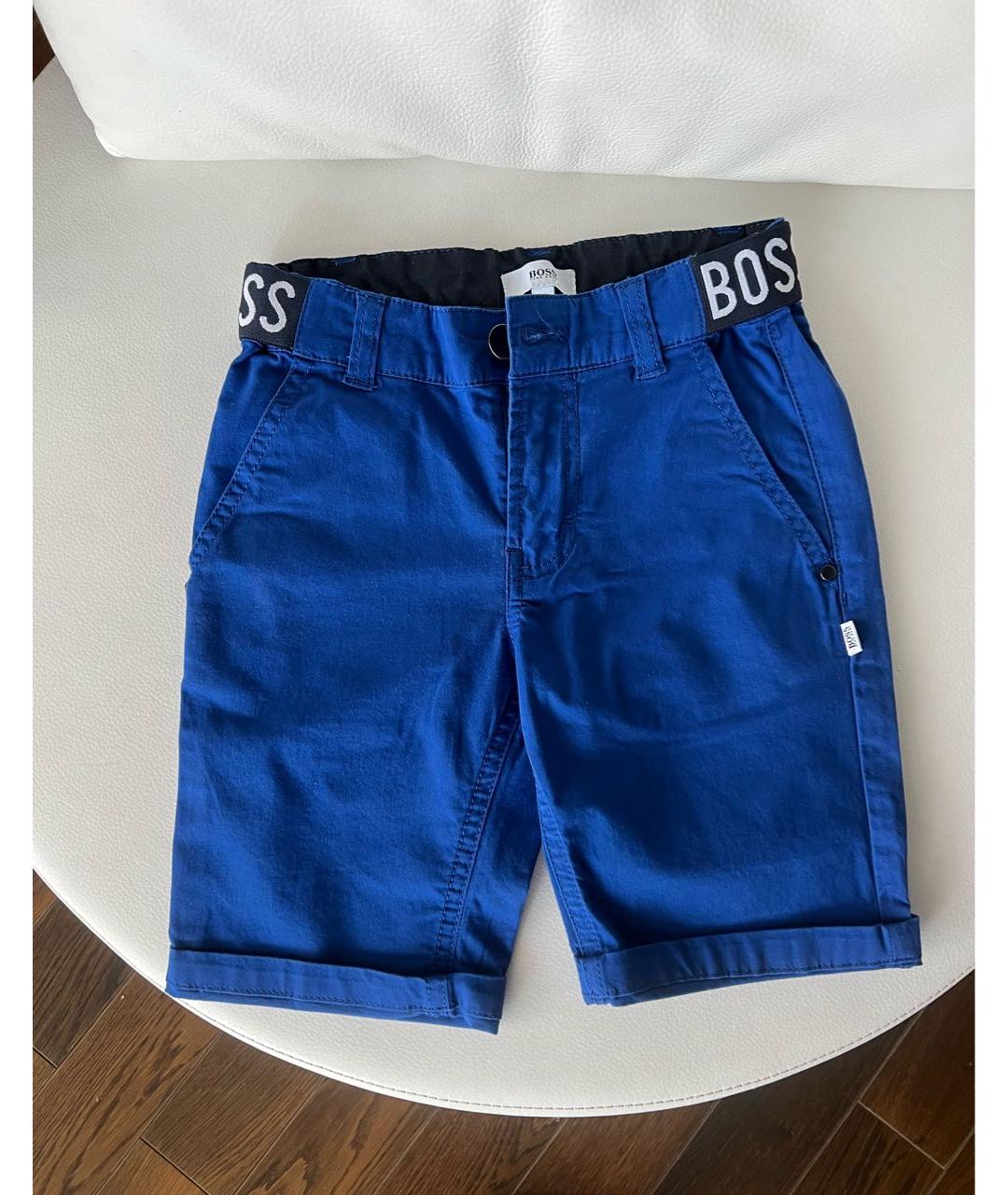 BOSS KIDS Синие хлопковые брюки и шорты, фото 5