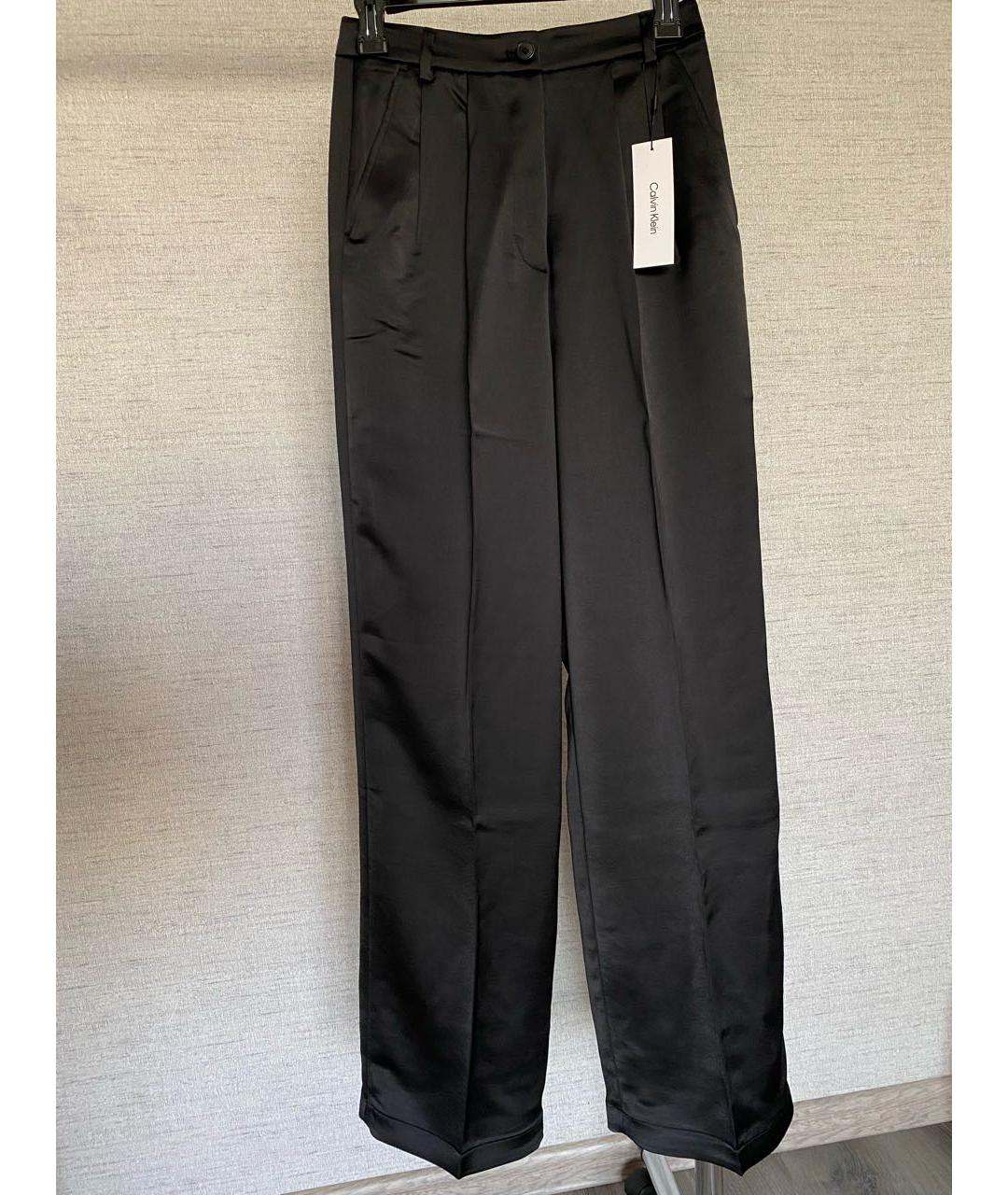 CALVIN KLEIN Черные полиэстеровые брюки широкие, фото 9