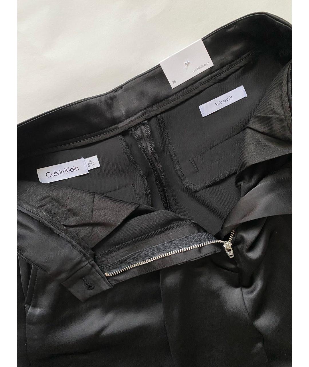 CALVIN KLEIN Черные полиэстеровые брюки широкие, фото 4