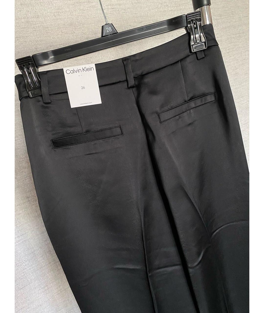 CALVIN KLEIN Черные полиэстеровые брюки широкие, фото 3