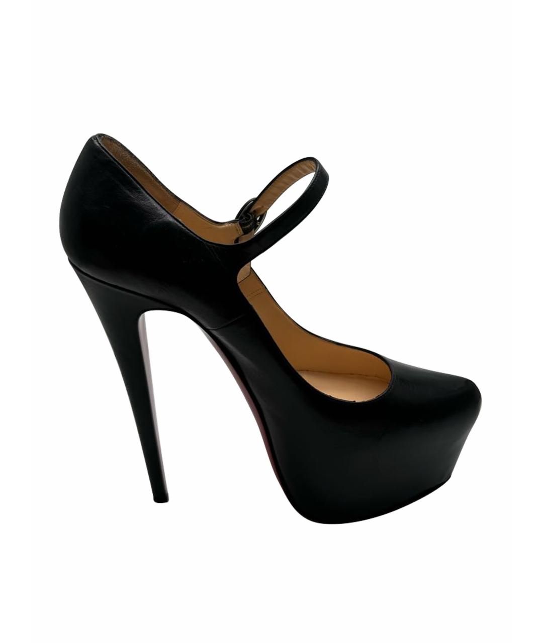 CHRISTIAN LOUBOUTIN Черные кожаные туфли, фото 1