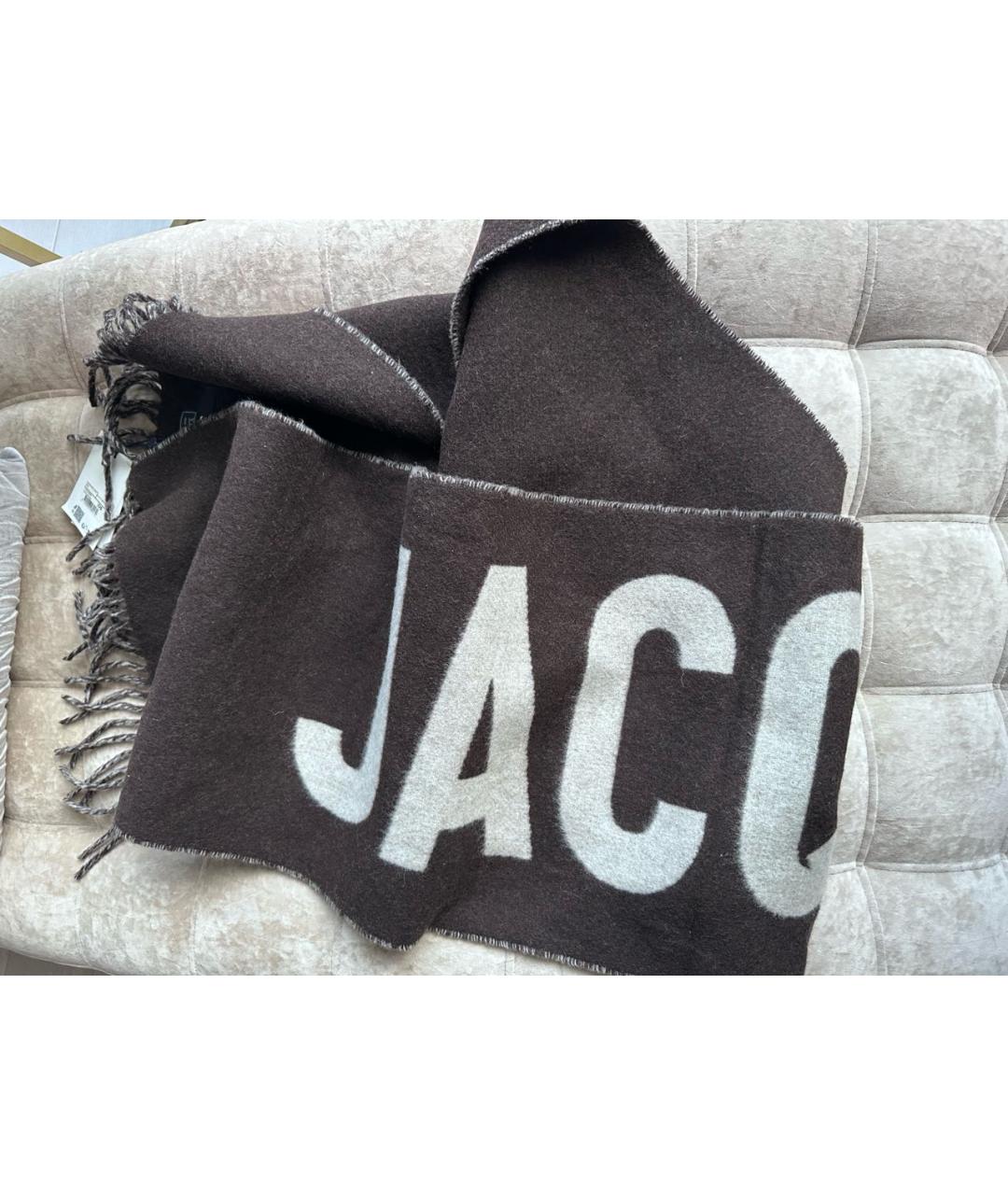 JACQUEMUS Коричневый шерстяной шарф, фото 3