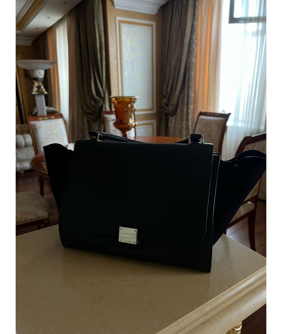 CELINE Черная кожаная сумка с короткими ручками, фото 5