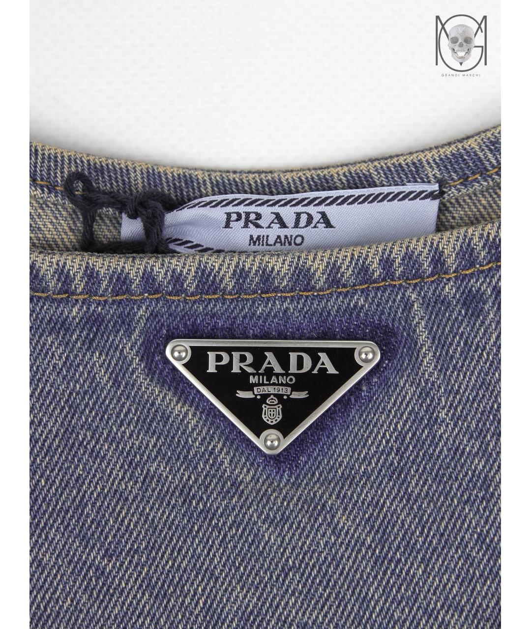 PRADA Синяя деним майка, фото 4