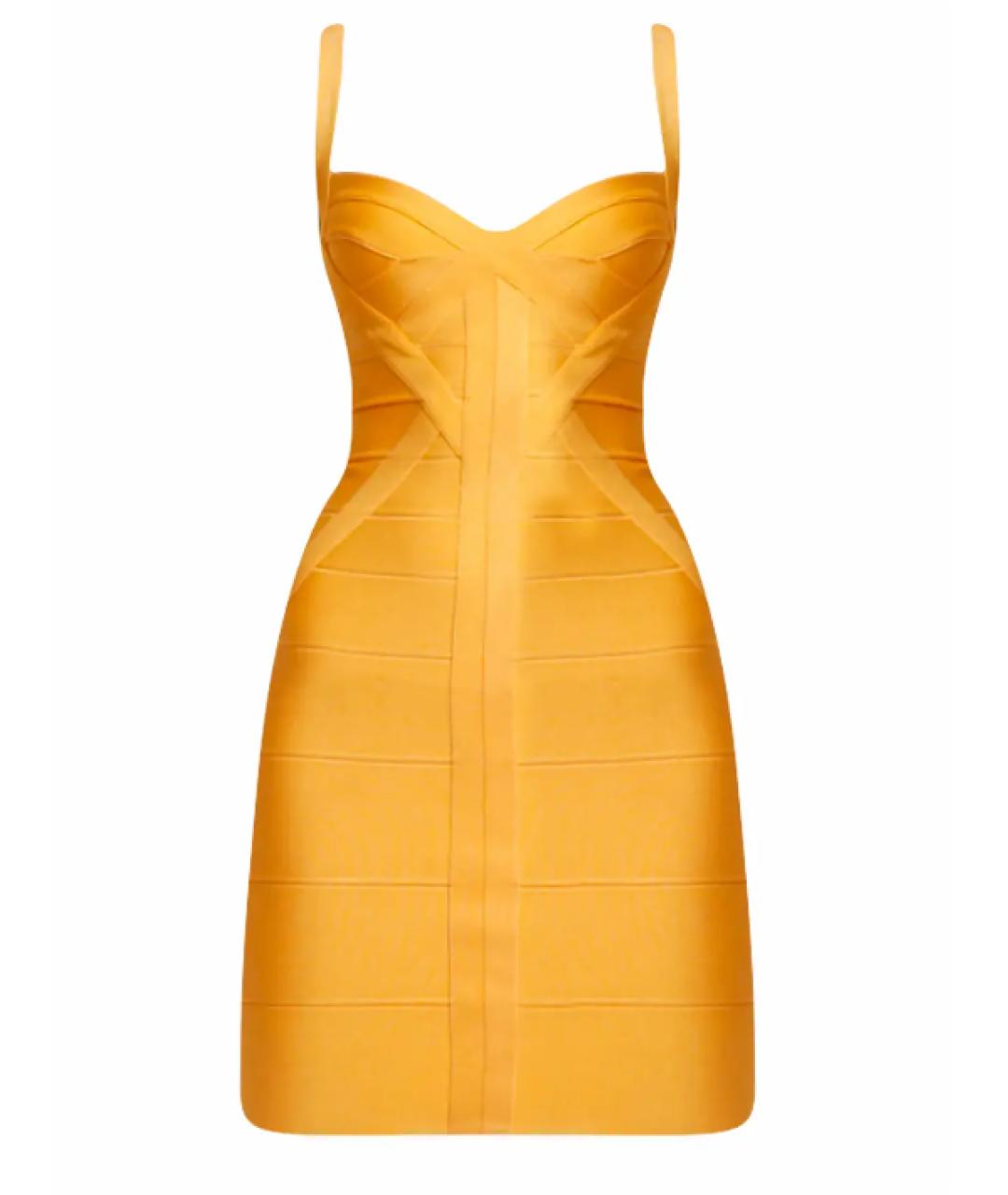 HERVE LEGER Оранжевое вискозное повседневное платье, фото 10