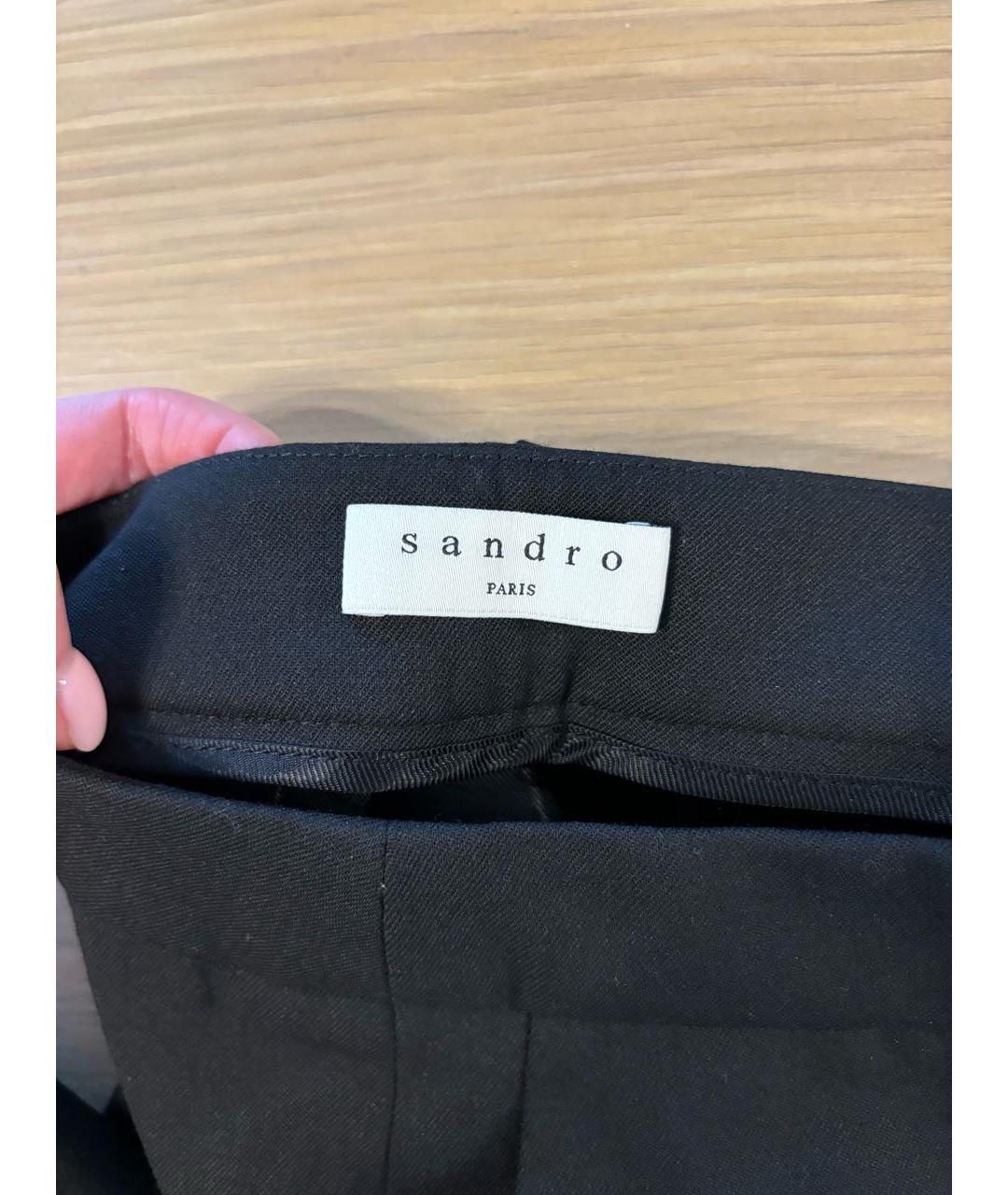SANDRO Черные шерстяные брюки узкие, фото 3