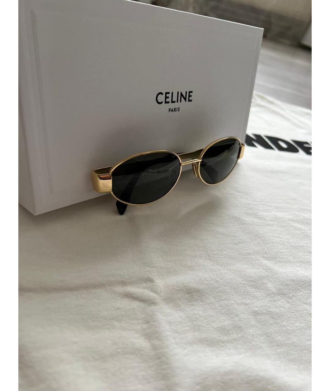 CELINE Золотые металлические солнцезащитные очки, фото 5