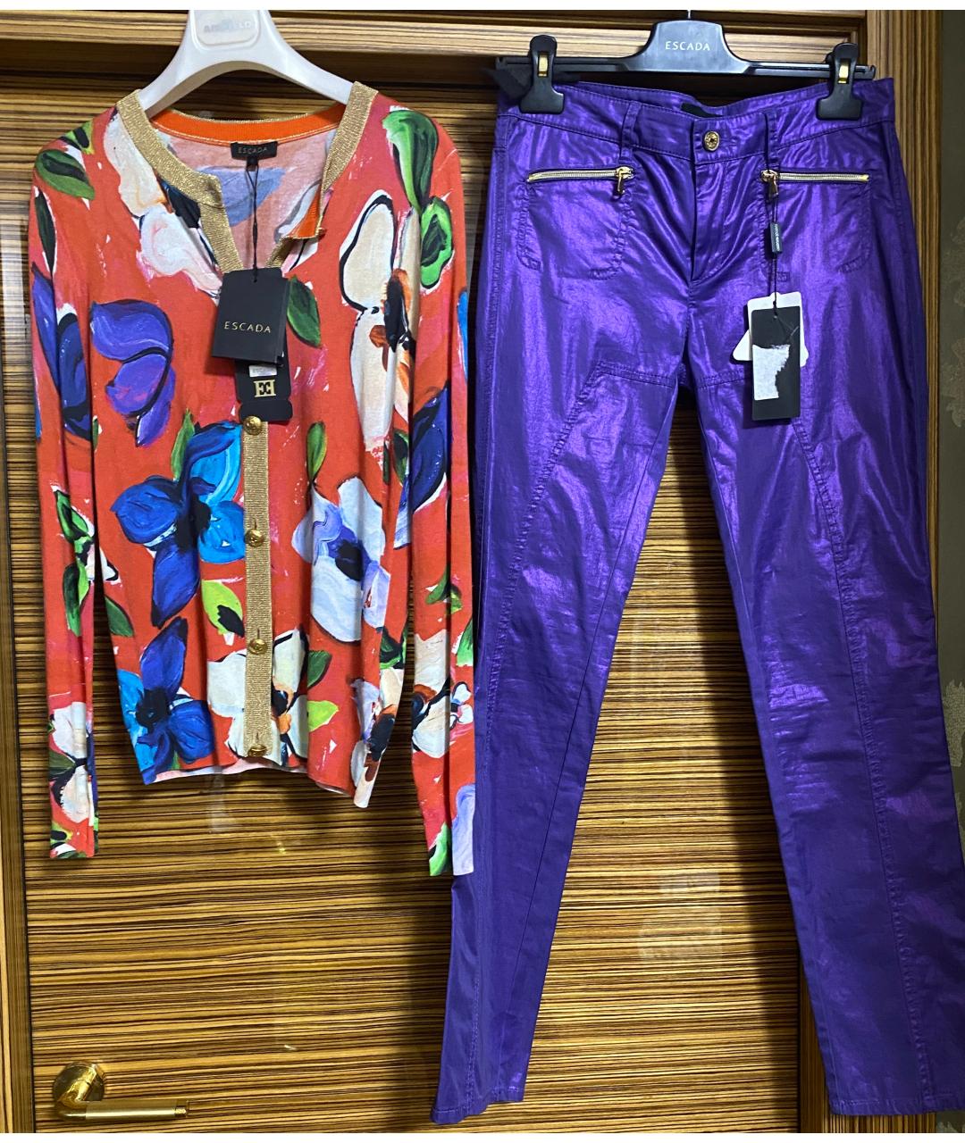 ESCADA Фиолетовый вискозный костюм с брюками, фото 9