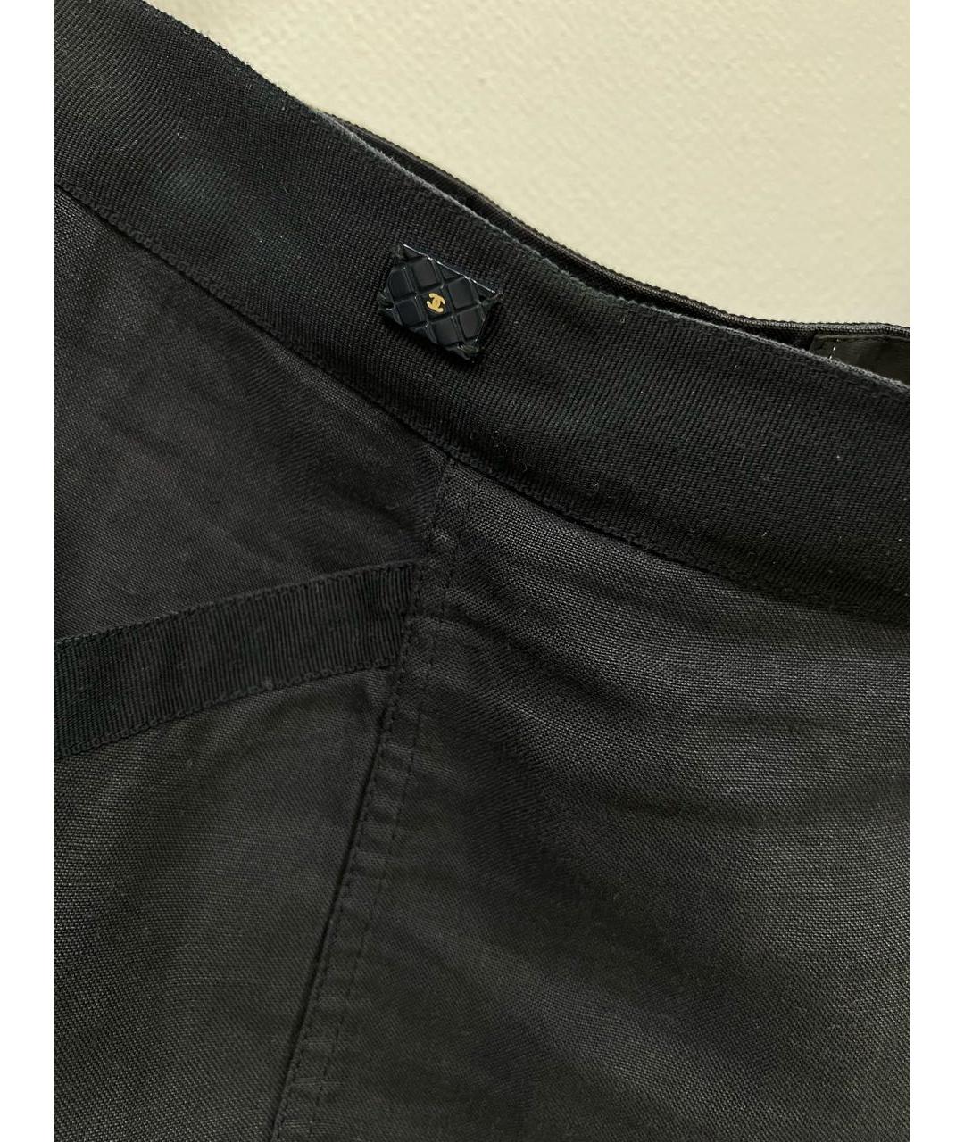 CHANEL PRE-OWNED Черная льняная юбка миди, фото 4