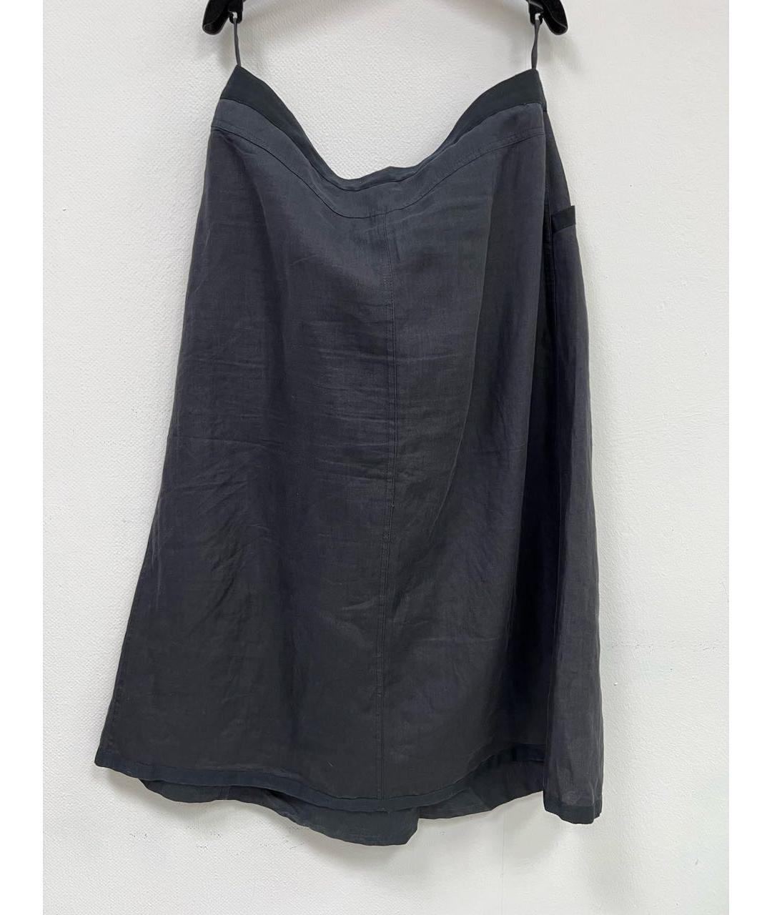 CHANEL PRE-OWNED Черная льняная юбка миди, фото 2