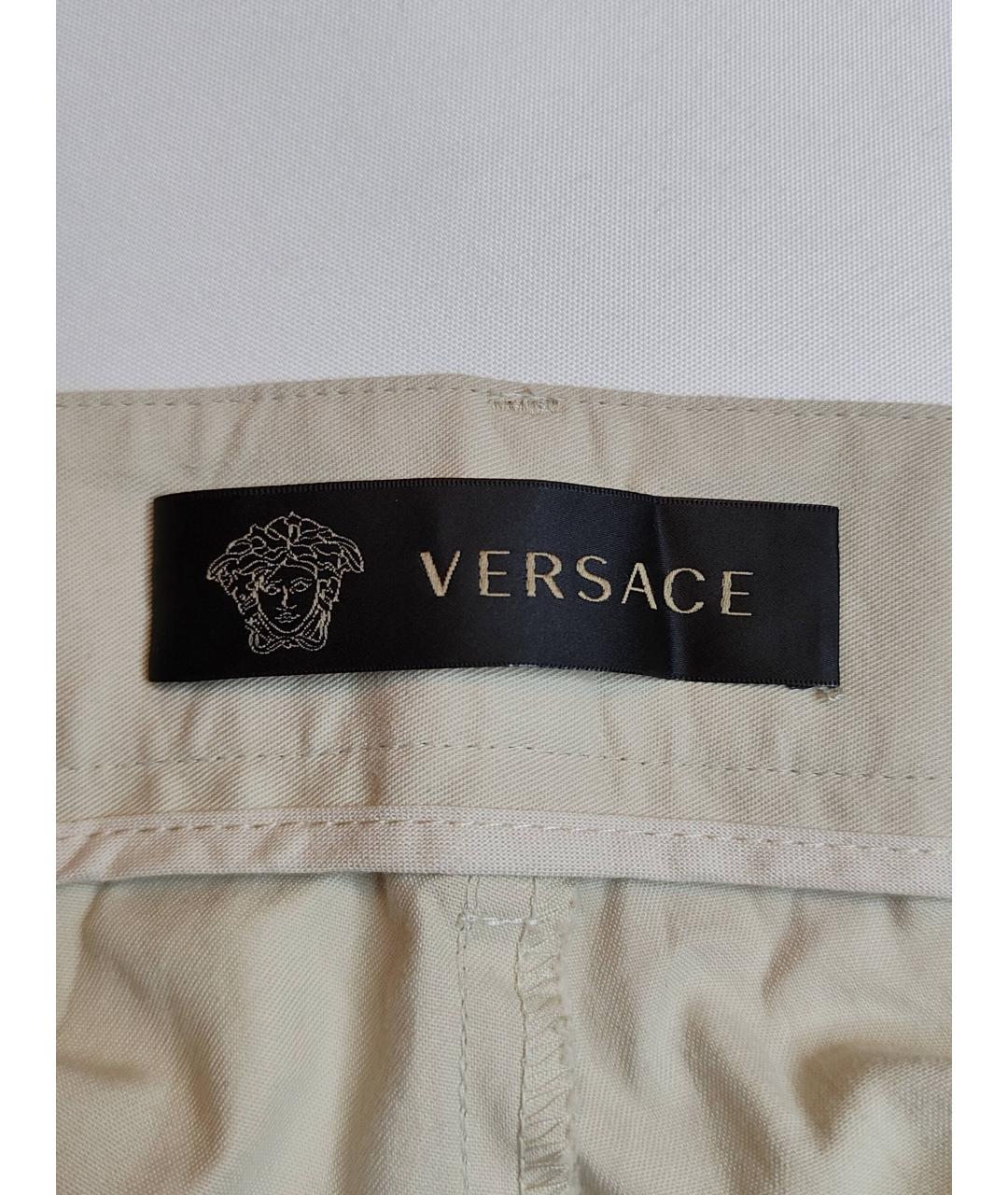 VERSACE Бежевые хлопковые повседневные брюки, фото 5