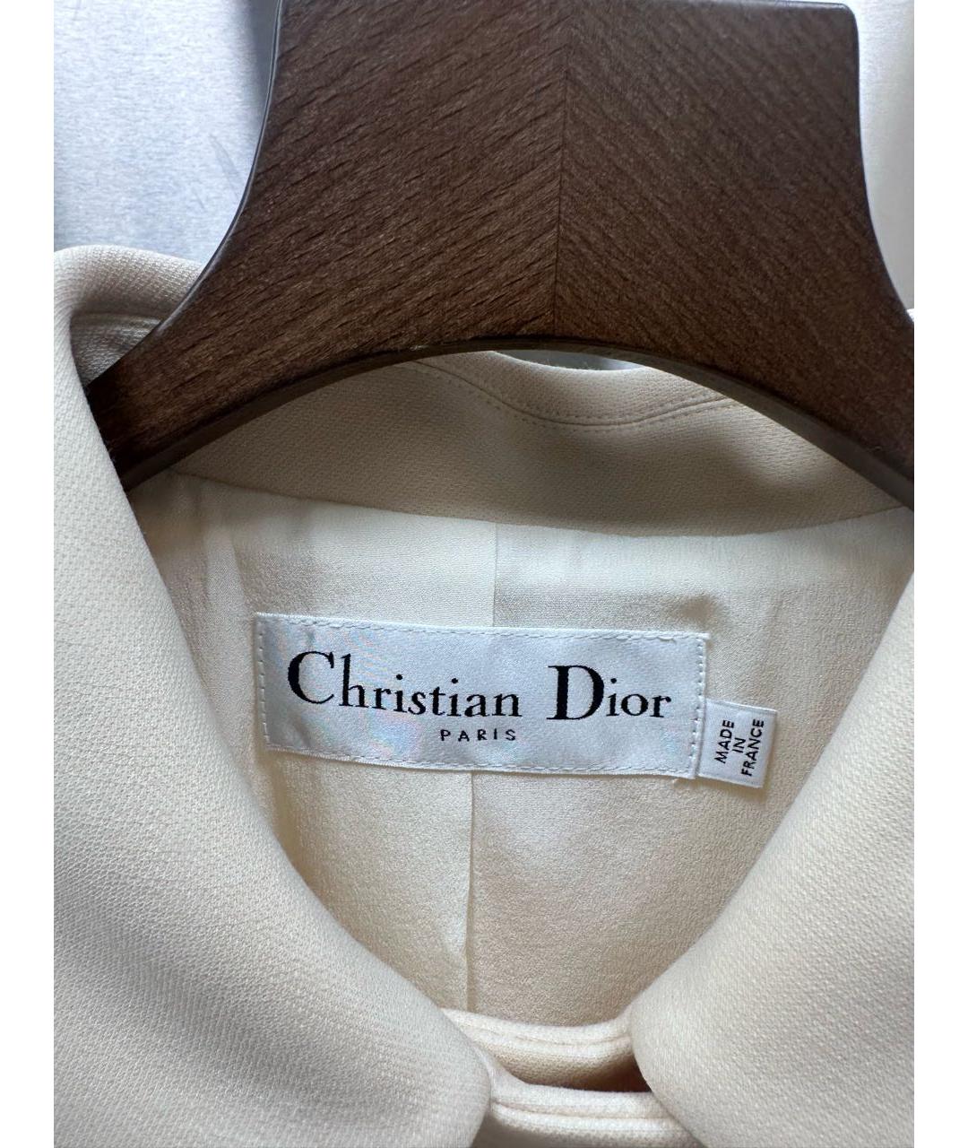 CHRISTIAN DIOR PRE-OWNED Бежевый шерстяной костюм с юбками, фото 3