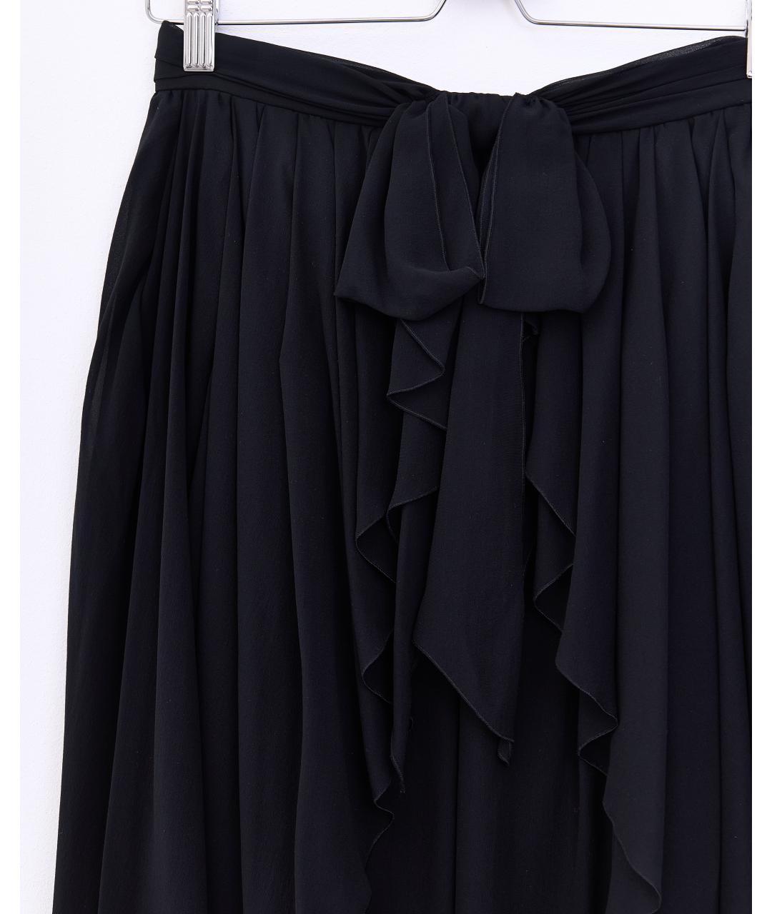 CHANEL PRE-OWNED Черная шелковая юбка миди, фото 3