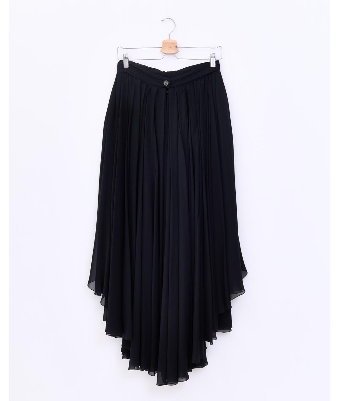 CHANEL PRE-OWNED Черная шелковая юбка миди, фото 2