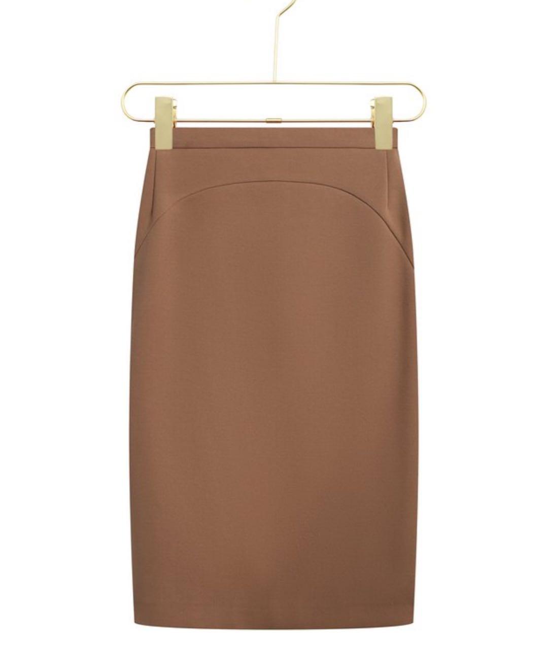 NO. 21 Коричневая полиэстеровая юбка миди, фото 4