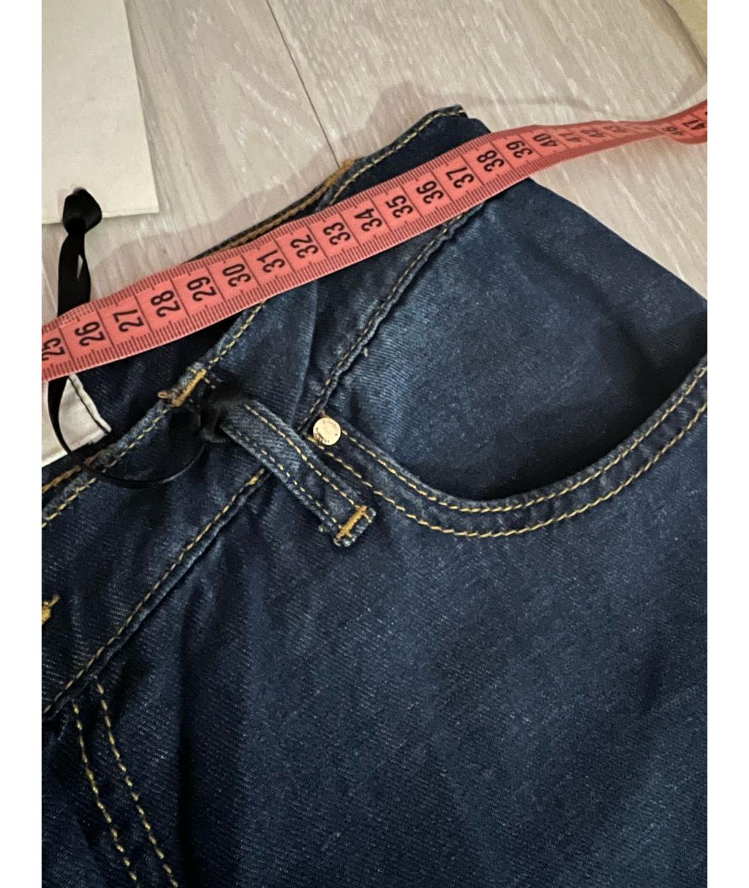 ELISABETTA FRANCHI Синие хлопко-леновые прямые джинсы, фото 5