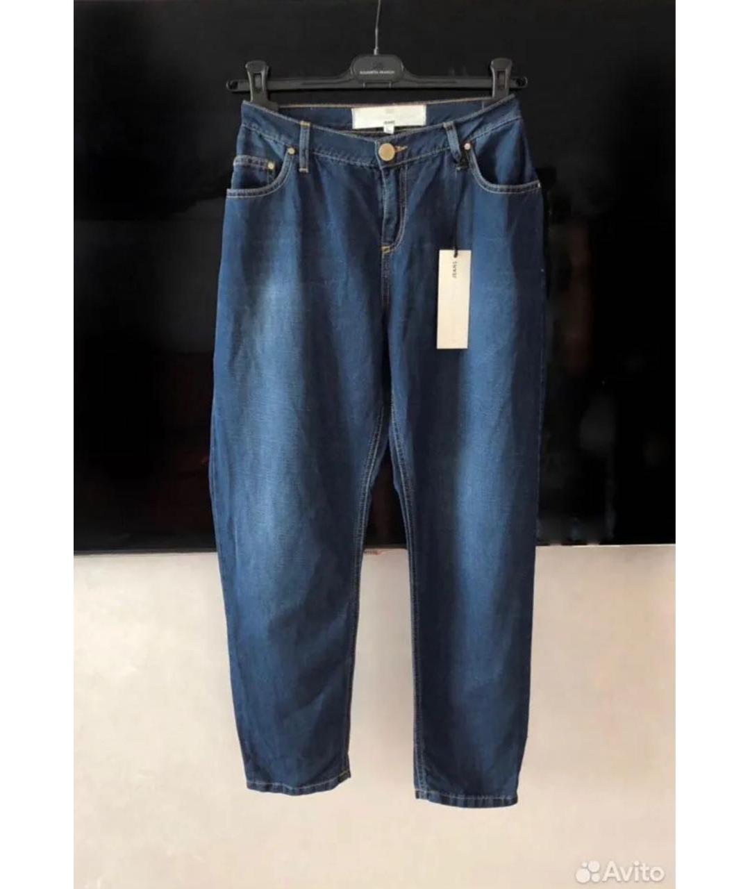 ELISABETTA FRANCHI Синие хлопко-леновые прямые джинсы, фото 9