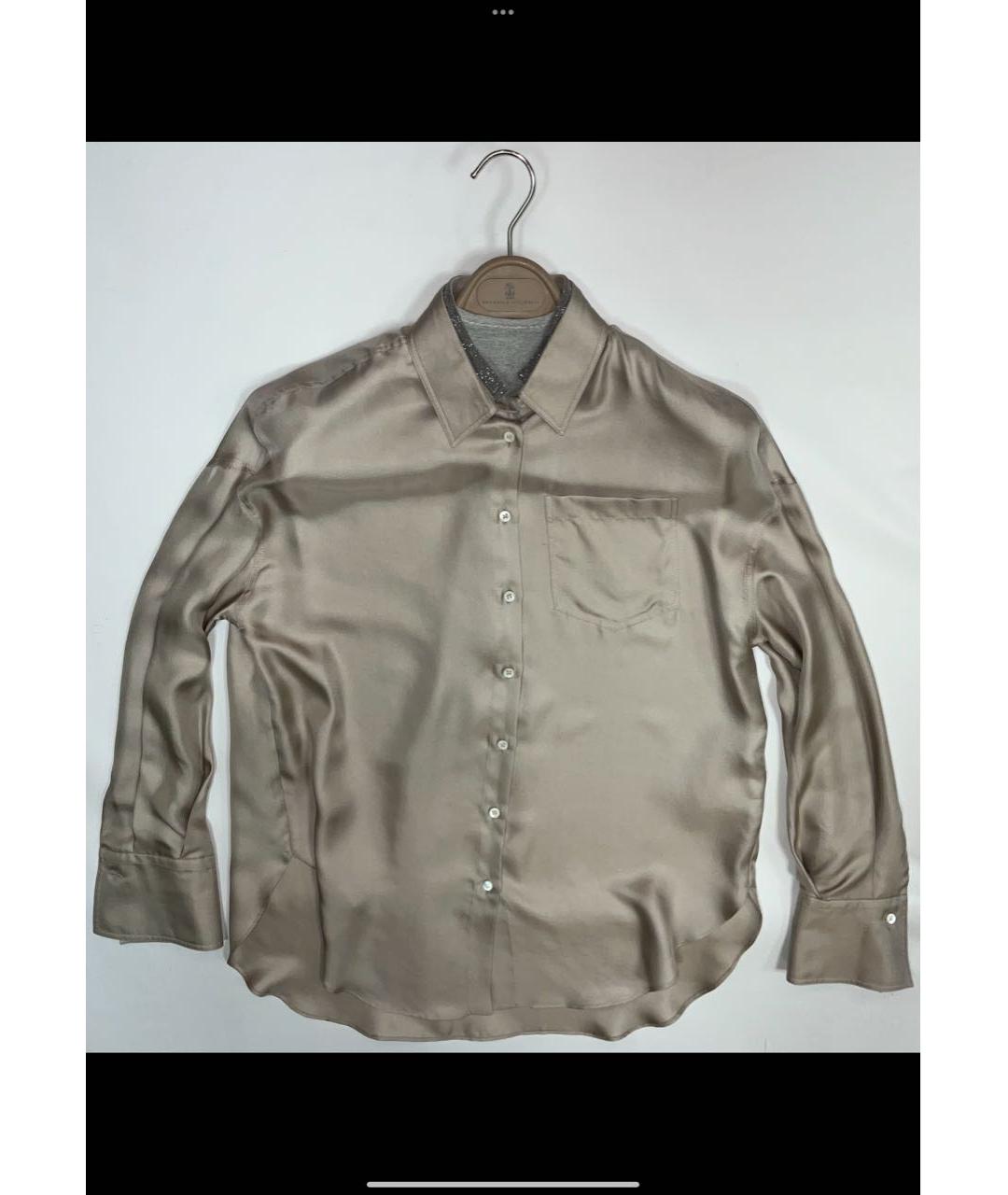 BRUNELLO CUCINELLI Бежевая шелковая блузы, фото 9