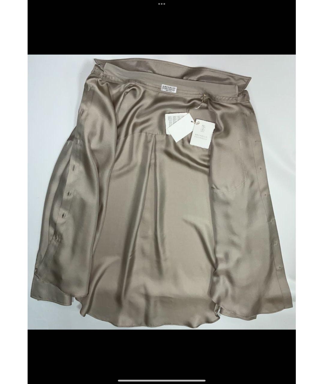 BRUNELLO CUCINELLI Бежевая шелковая блузы, фото 2