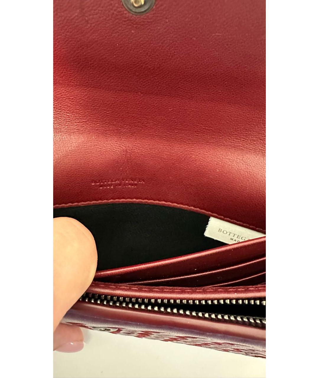 BOTTEGA VENETA Бордовый кожаный кошелек, фото 5