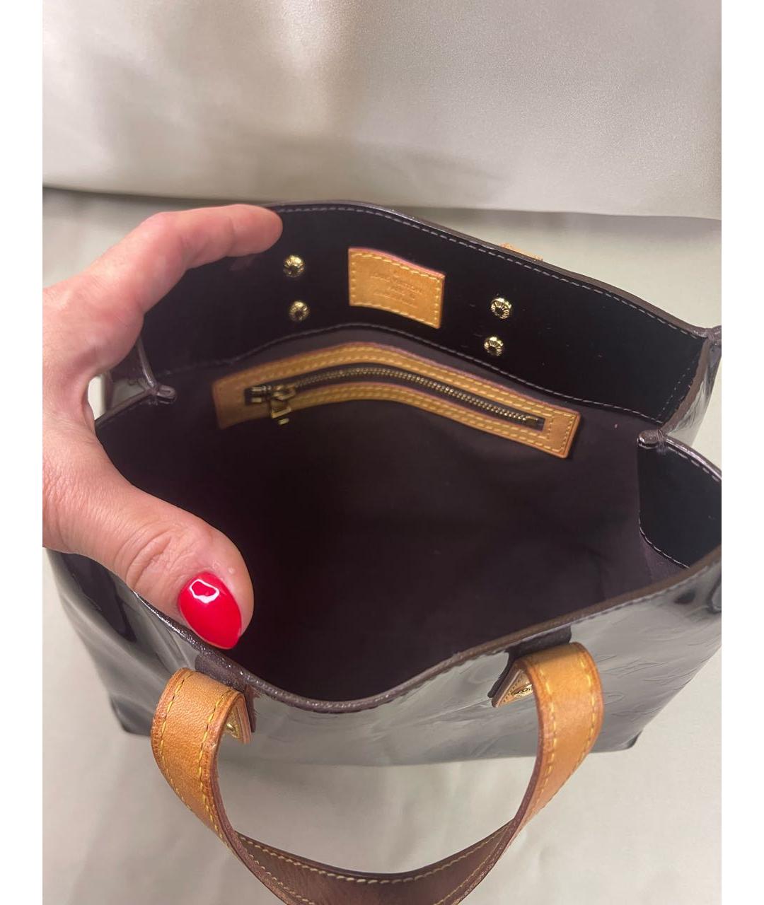 LOUIS VUITTON Бордовая сумка с короткими ручками из лакированной кожи, фото 3