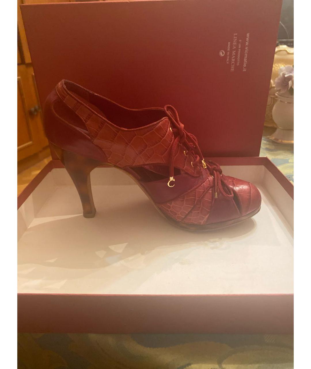 CHRISTIAN DIOR Бордовые кожаные ботильоны, фото 5