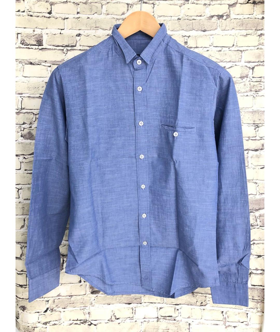 BRIAN DALES Синяя хлопковая кэжуал рубашка, фото 7
