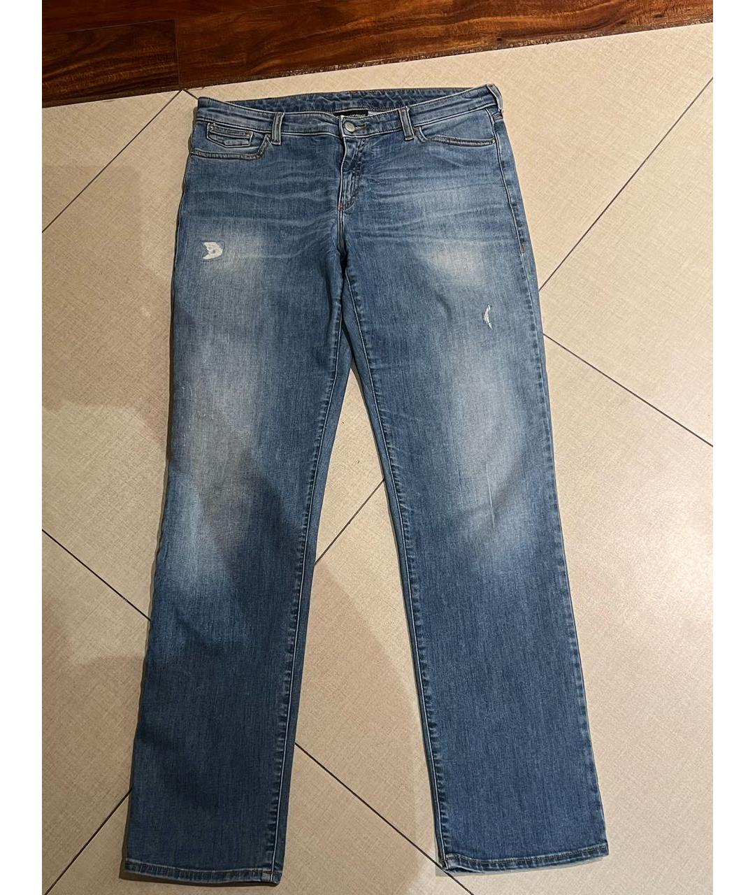 EMPORIO ARMANI Голубые хлопко-эластановые прямые джинсы, фото 7