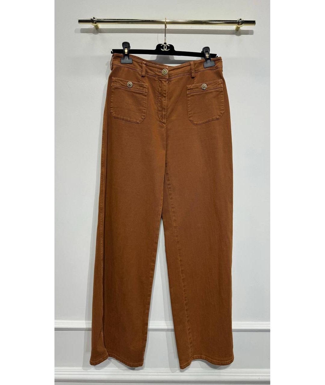 CHANEL PRE-OWNED Коричневые хлопко-эластановые прямые джинсы, фото 7