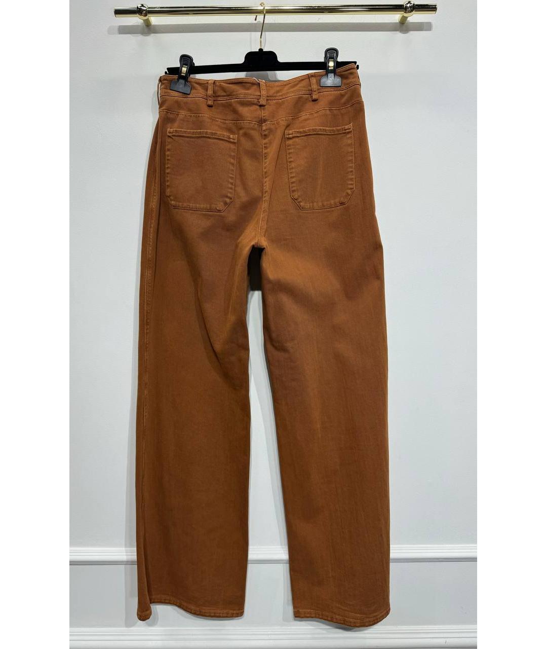 CHANEL PRE-OWNED Коричневые хлопко-эластановые прямые джинсы, фото 2