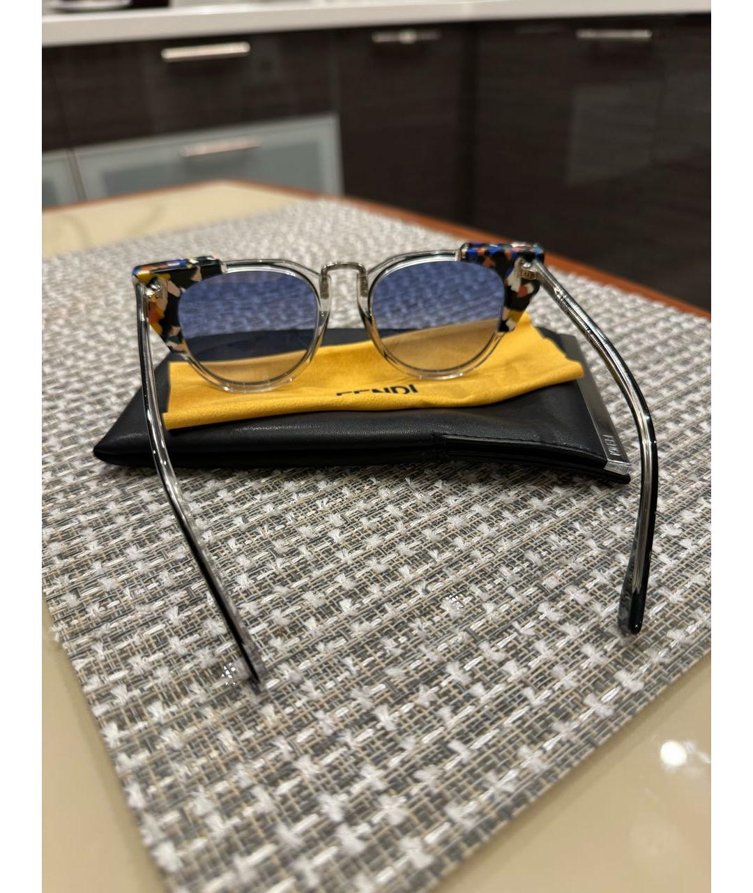 FENDI Синие пластиковые солнцезащитные очки, фото 7