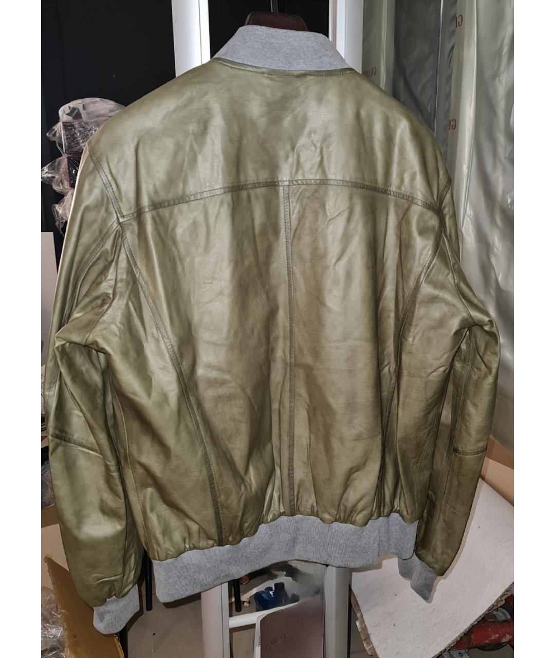 BARBA Зеленая кожаная куртка, фото 2