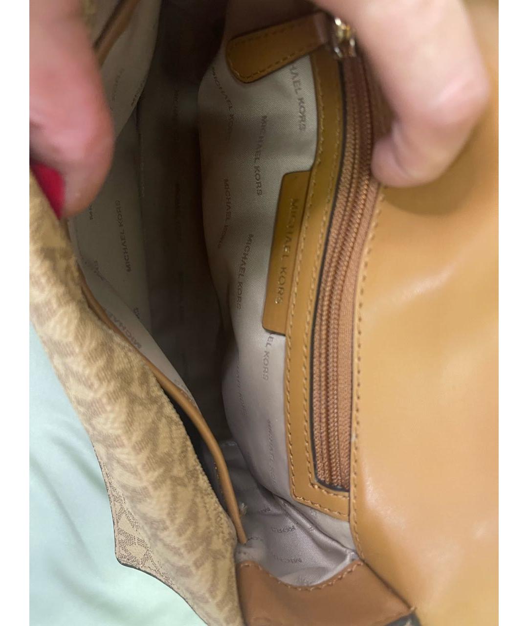 MICHAEL MICHAEL KORS Горчичная кожаная сумка через плечо, фото 4