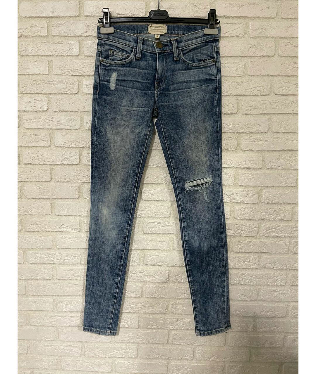 CURRENT/ELLIOTT Синие хлопко-эластановые джинсы слим, фото 5