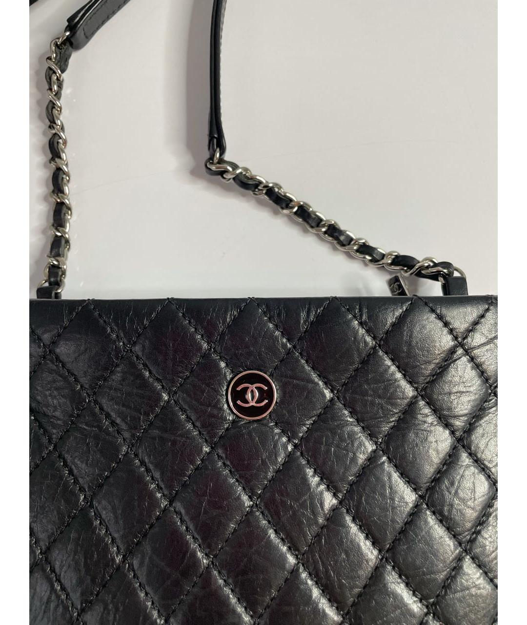 CHANEL PRE-OWNED Черная кожаная сумка через плечо, фото 3