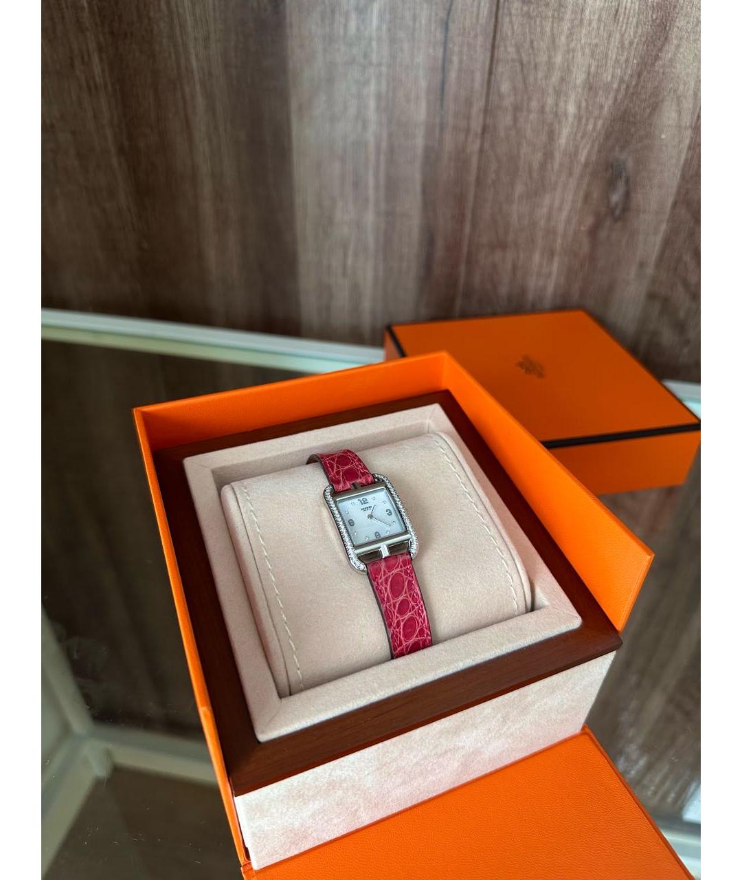HERMES Розовые платиновые часы, фото 4