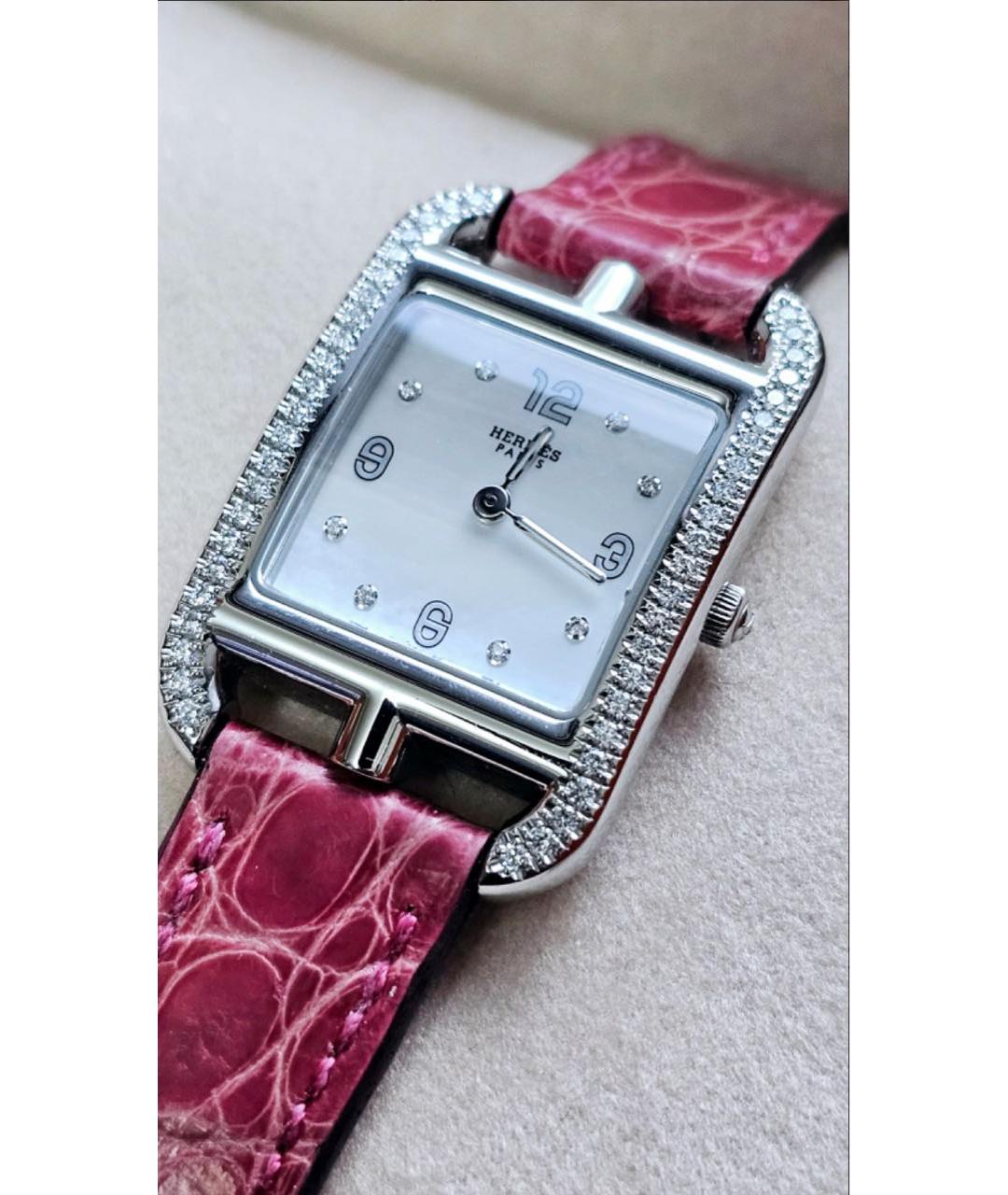 HERMES Розовые платиновые часы, фото 8