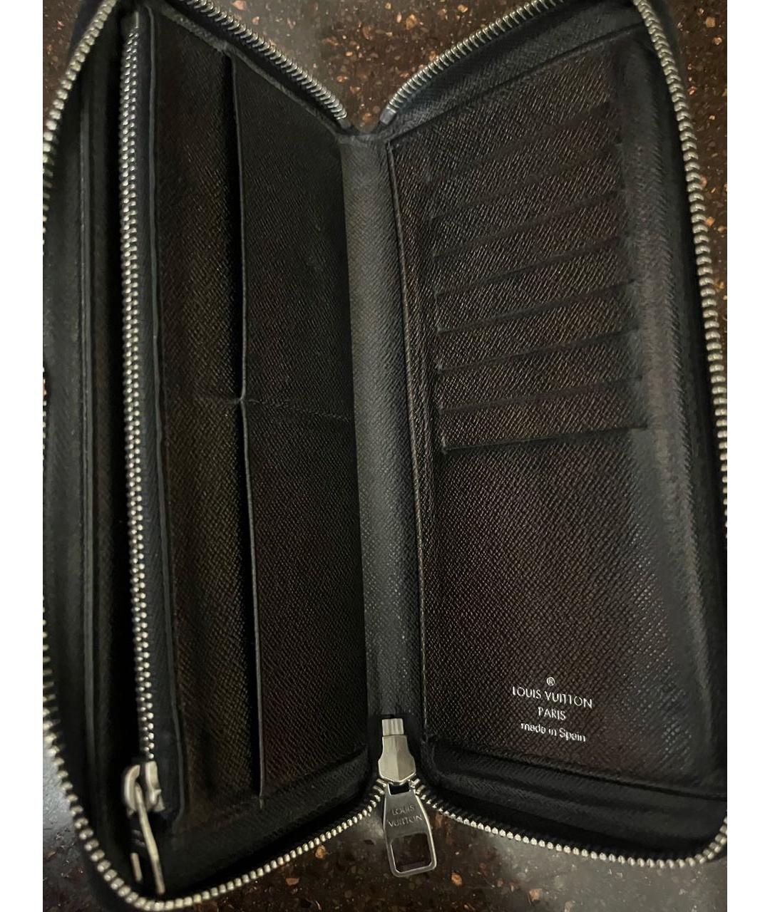 LOUIS VUITTON Антрацитовый кожаный кошелек, фото 3