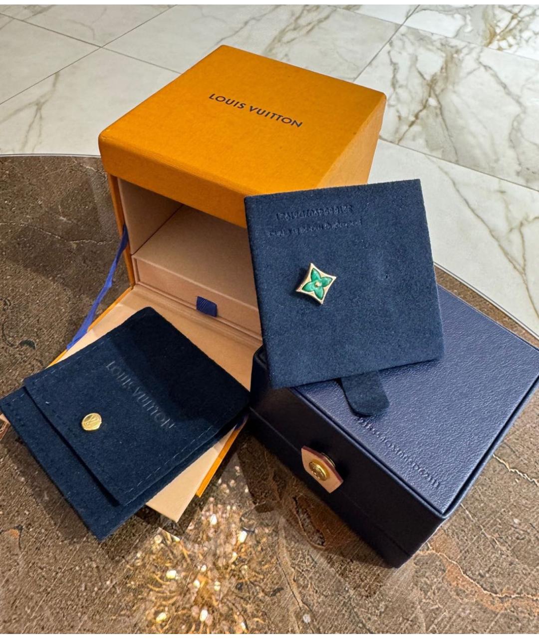 LOUIS VUITTON Зеленые серьги из розового золота, фото 2