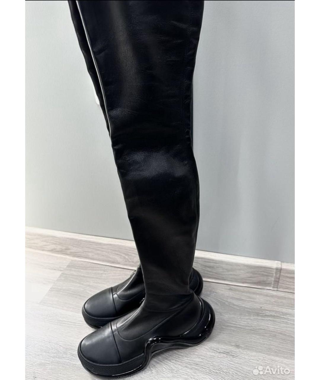 LOUIS VUITTON PRE-OWNED Черные кожаные ботфорты, фото 8