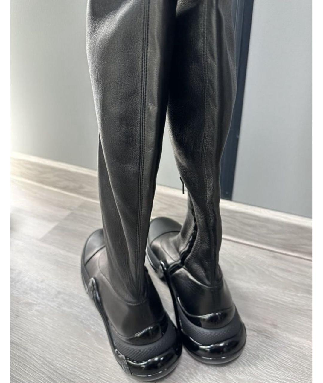 LOUIS VUITTON PRE-OWNED Черные кожаные ботфорты, фото 3