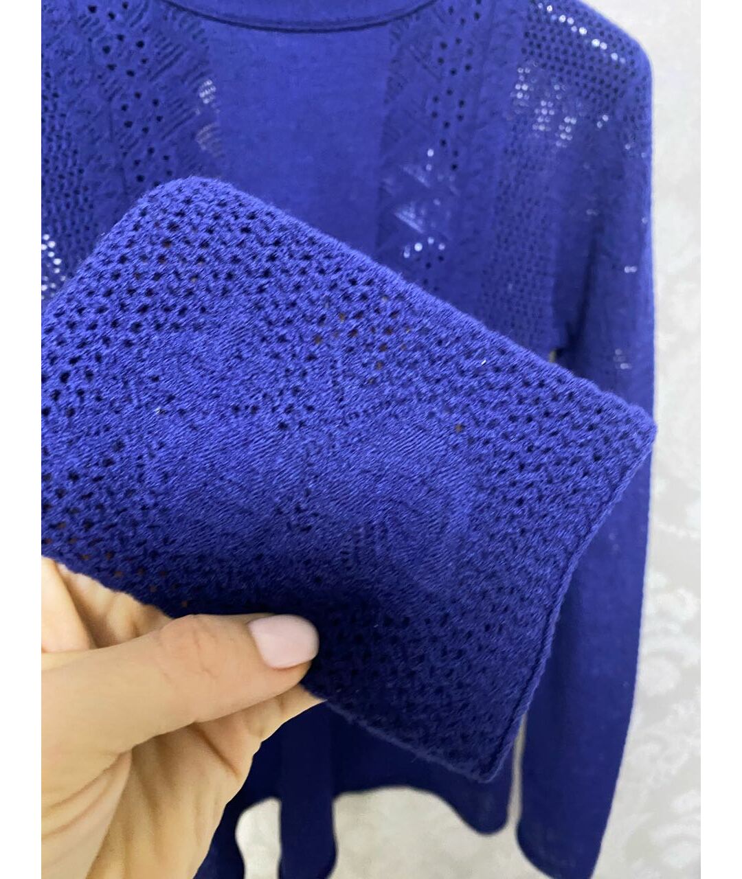 TWIN-SET Синий хлопко-эластановый джемпер / свитер, фото 4