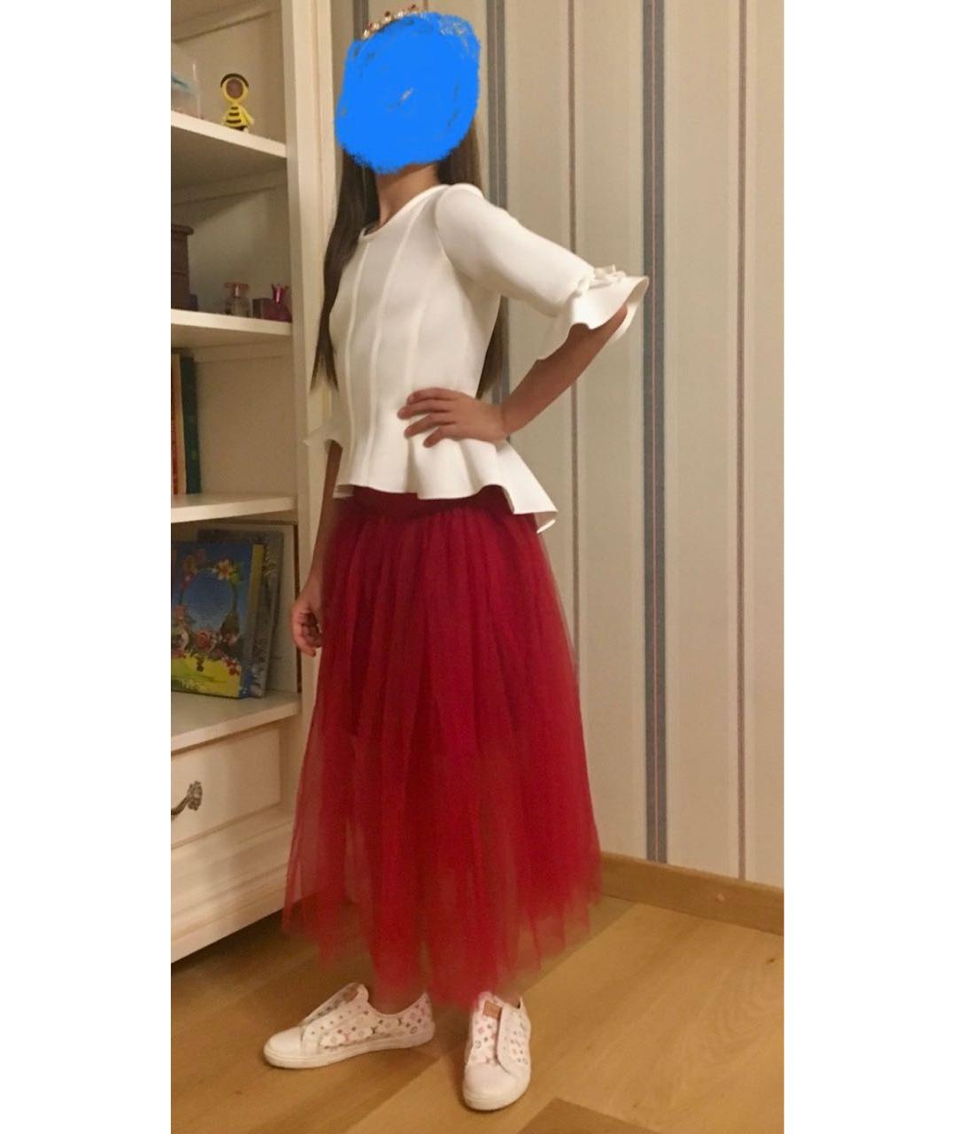 MONNALISA Бордовая полиэстеровая юбка, фото 6
