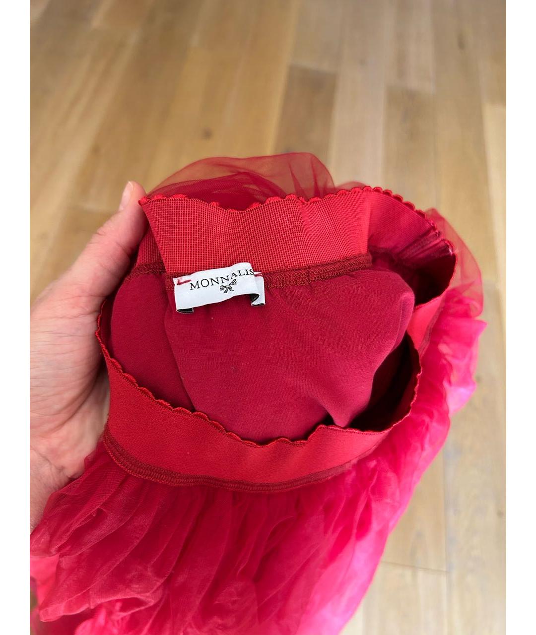 MONNALISA Бордовая полиэстеровая юбка, фото 3