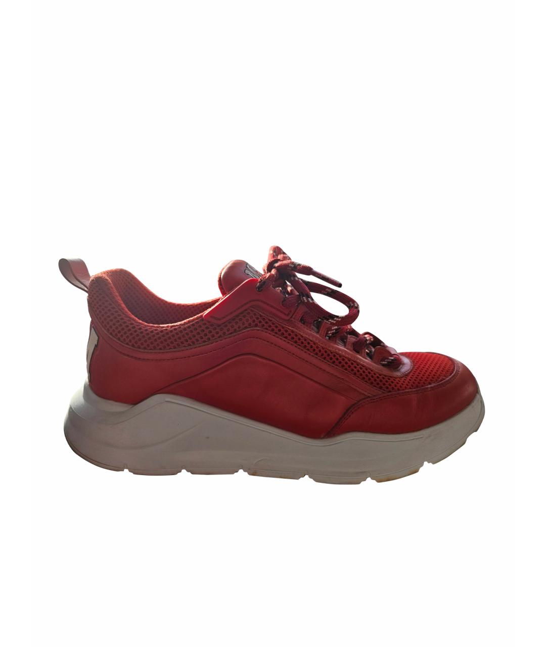 MSGM Красные кожаные кроссовки, фото 1