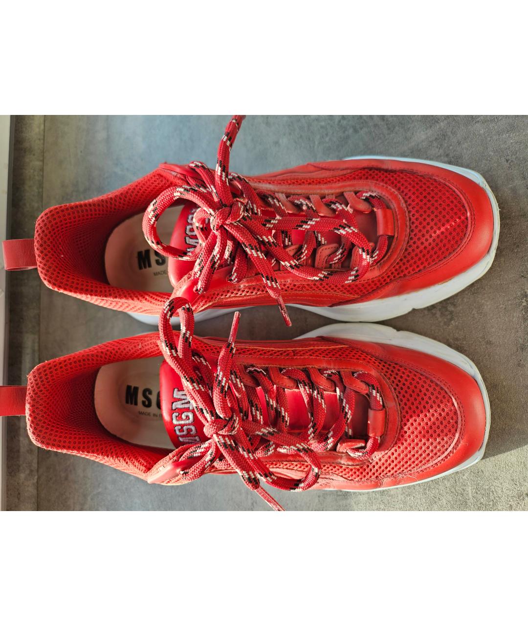 MSGM Красные кожаные кроссовки, фото 2