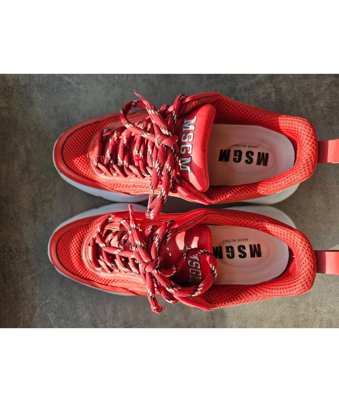 MSGM Красные кожаные кроссовки, фото 3